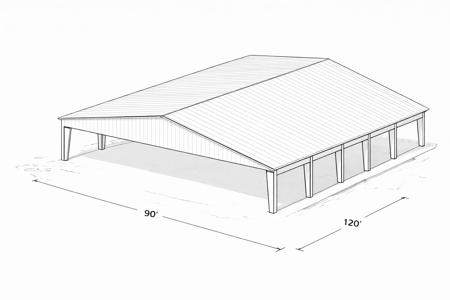 Rendering of the proposed 90' x 120' covered arena for Kinship Equine Therapy